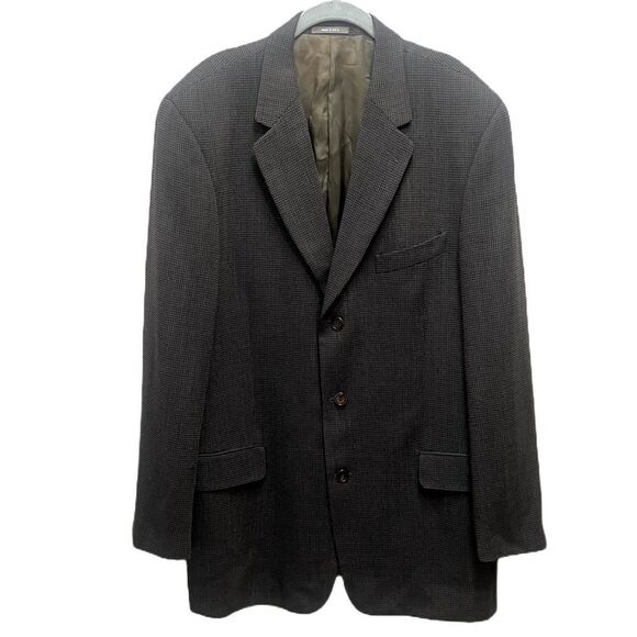 Calvin Klein Other - Calvin Klein Men’s 100% Wool Blazer Sz 42 Brown Windowpane Grid Preppy Tailored